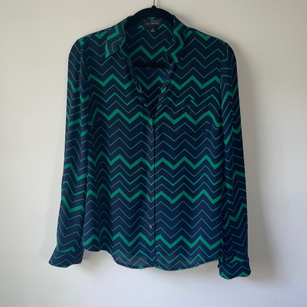 Cute Patterned Button Down Blouse - image 1